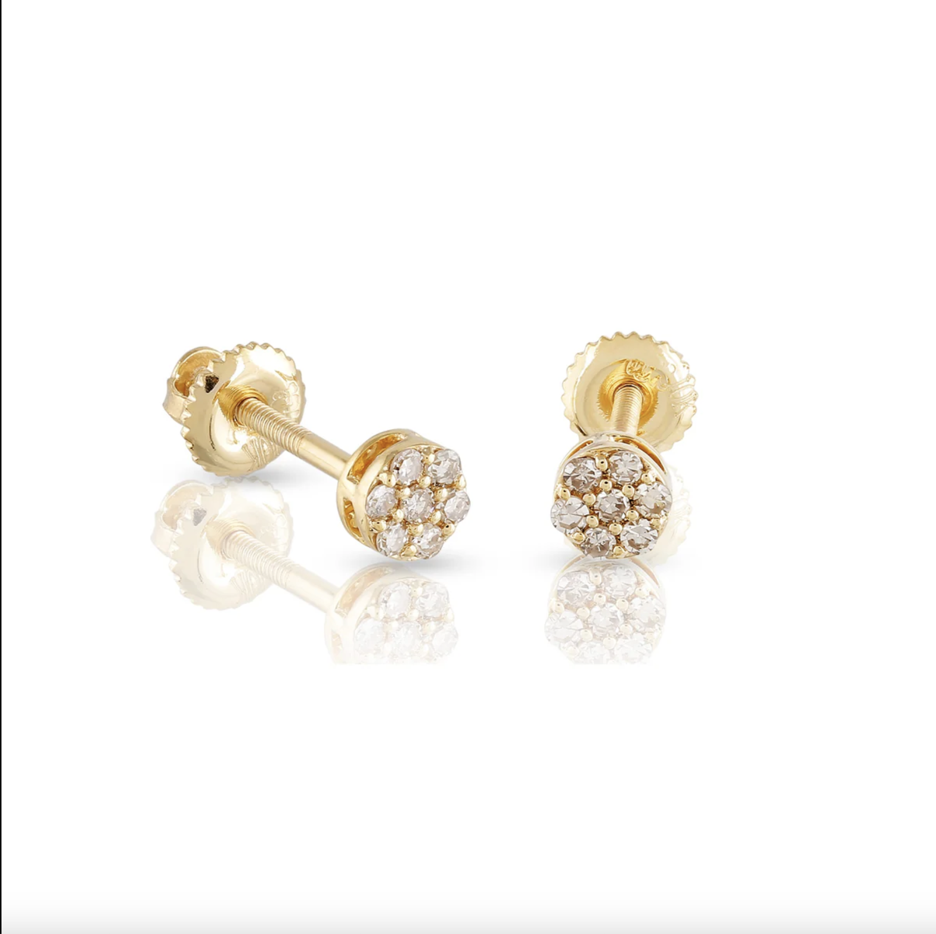 0.11ct Yellow Gold Flower Diamond Earrings by CaratX - CaratX Diamond Earrings Collection